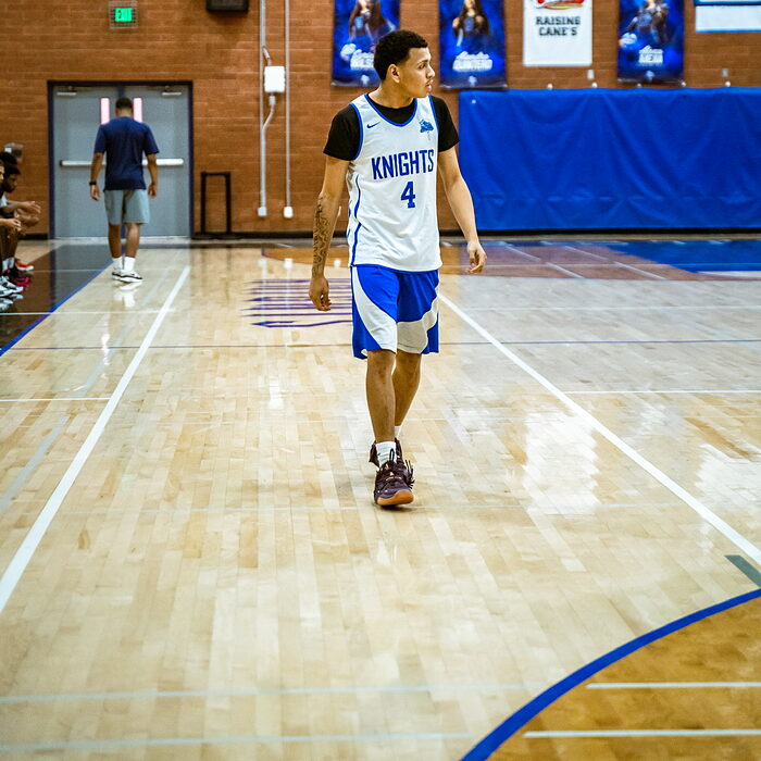 A Knights guard on the floor at Westview